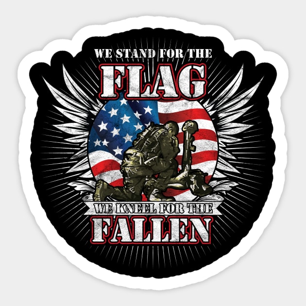 'We Stand For The Flag, We Kneel For The Fallen' Sticker by ourwackyhome